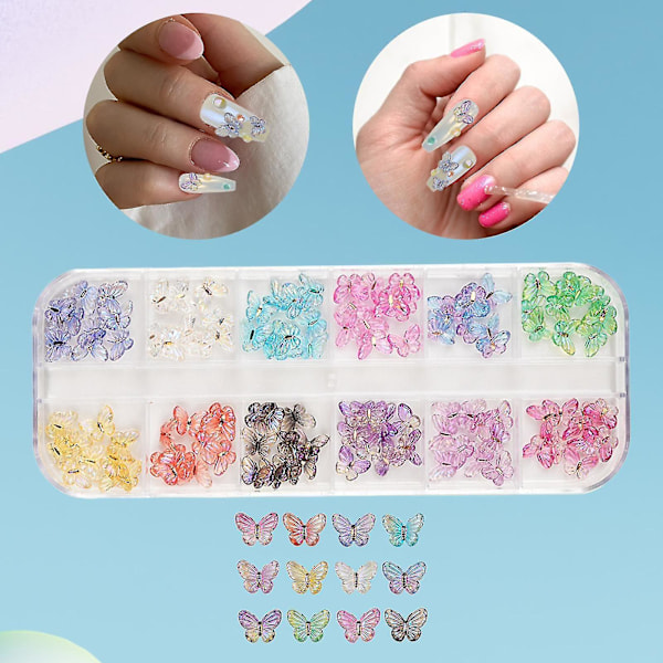 Nagelkonst Strass Set Glittriga Sommar DIY Nagelkonst Fjärils Nageldekaler Fjärils Nagelkonst Berlocker För Hem Nagelkonst Big butterfly box size 13cmx5.5cm