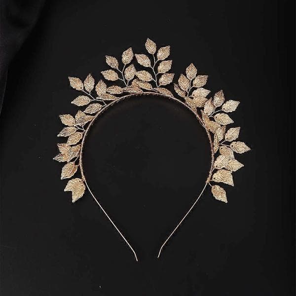 Bryllupsdiadem Gullblad Hårkrone for Brud Gresk Gudinne Håndlaget Hodeplagg for Bryllup