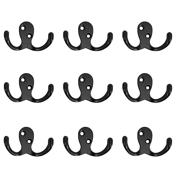 10 Pcs Heavy Duty Double Prong Coat Hooks Wall Mounted With 20 Screws Retro Double Robe Hooks Utili