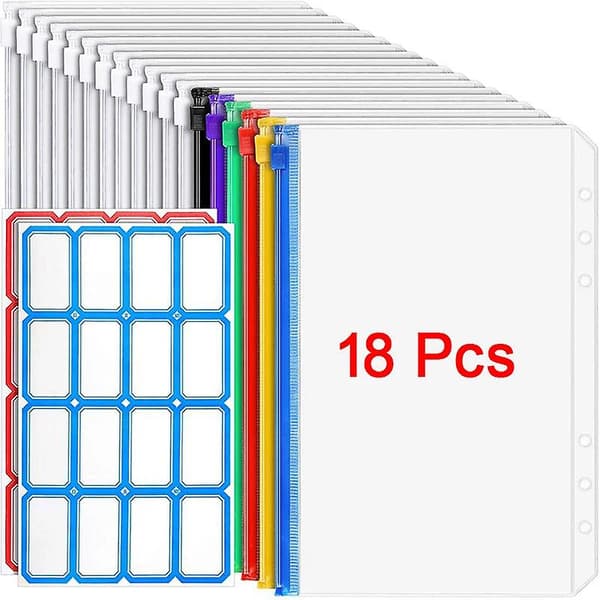 Budget Binder A6 PU læder notesbog kontantkuvertsystem sæt clip-on ringbindslommer til pengebesparende regningsorganisator gaver 18pcs set