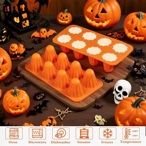 2 Dele Halloween Silikoneforme 3D Chokoladeforme, Non-stick, Spøgelse Silikoneforme til Bagning af Gelé, Slik, Budding, Chokolade, Isterninger