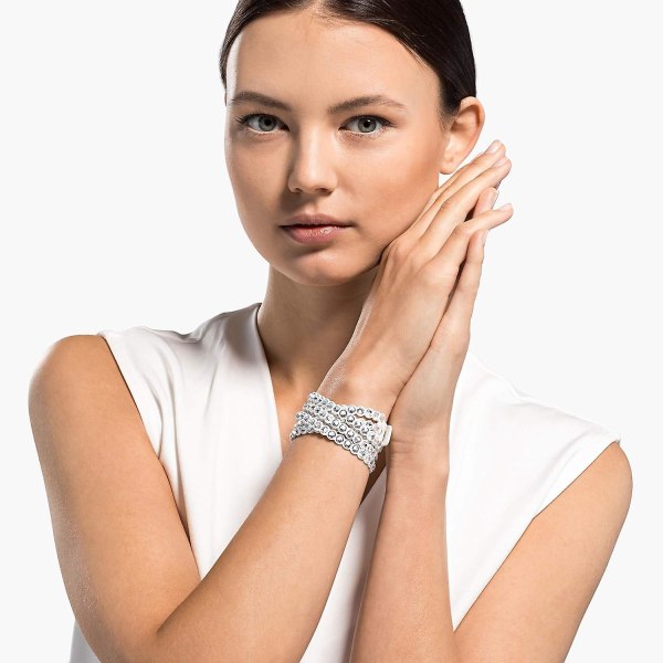 Kvinners skinnutseende Crystal Power armbåndkolleksjon White