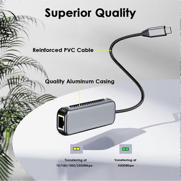 USB C til 5 Gbps Ethernet-adapter Type-C til RJ45 netværksadapter Driverfri LAN-adapter til bærbar computer Win10/11/MacOS