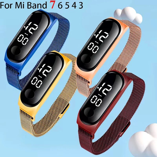 Milanese Loop-armband för Xiaomi Mi Band 7 6 5 4 3 Magnetiskt armband i rostfritt stål Metallarmband för Xiaomi Mi Band 4 3 Armband 9 blå 9 blue Mi band 6 5