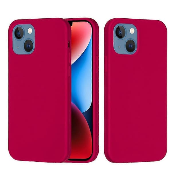 Silikon telefondeksel i ensfarget Rose Red For iPhone 15