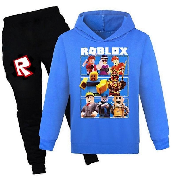 Joululahjat Roblox 2 kpl Pelikuvioinen Huppari ja Housut Setti Tytöille Pojille Huppari Pusero Yläosat Lapsille Teineille Blue 2-3years