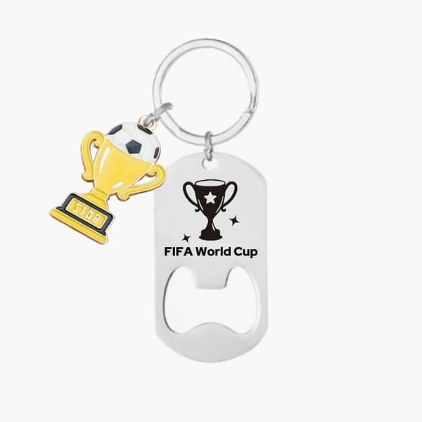 FIFA World Cup Nøglering med flaskeåbner i rustfrit stål til fodboldfans - Charme til gavepose Style 1