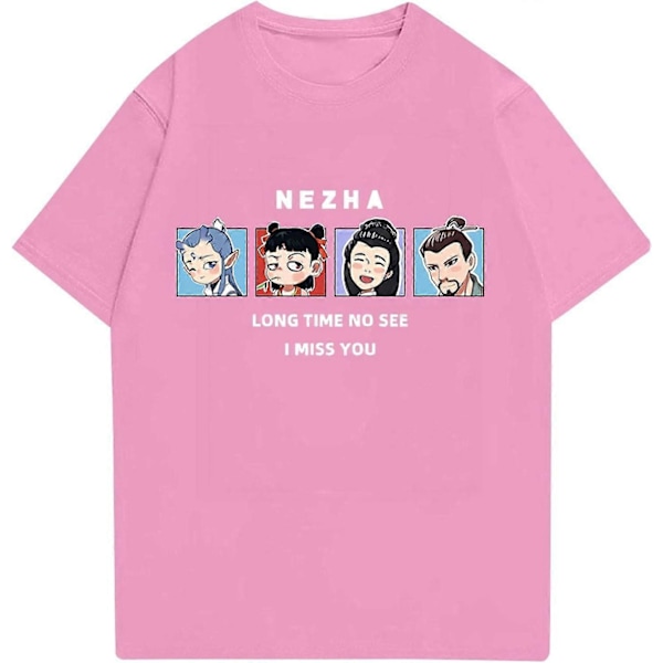 Ne Zha 2 Paita Naisille Nezha Anime -vaikutteiset Graafiset Topit Nezha Reborn Elokuva Lyhythihainen Pyöreä Kaula-aukko Hei pink L
