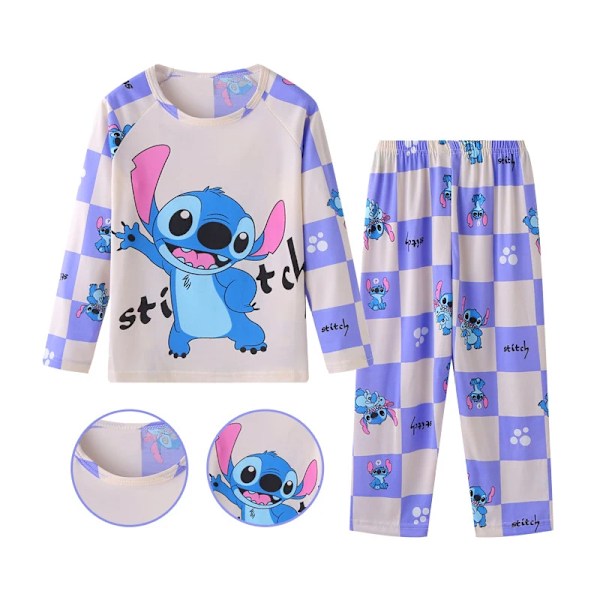 Pyjamas för barn Set Pojkar Sovkläder Långärmade Byxor Barnkläder Baby Flickor Vår Nya 8(90-100cm) Bleu