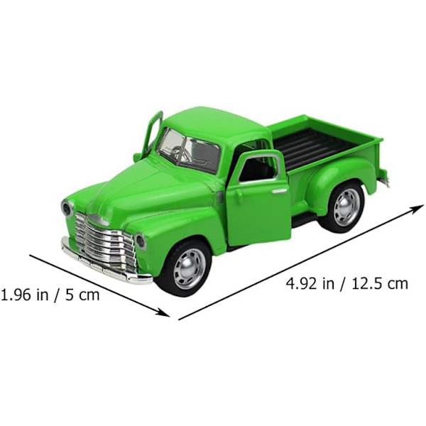 1 kpl Pick Up Truck, Vihreä- 1/32 mittakaavassa Diecast malli Leluauto Vintage automalli Retro- vintage automalli Lelu metalliseos automalli kodin sisustus Green