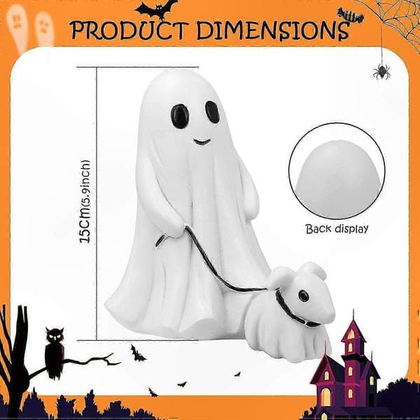 Spöklik Halloween-dekorationsstaty Spöke med hundfigur för heminredning Läskig prydnad Samlarobjekt med spöktema A