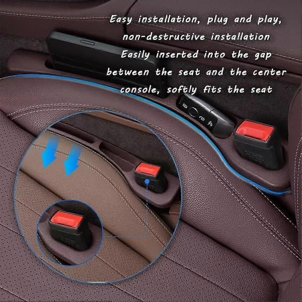 Bilbarnstol Gap Filler 2-pack, No drop Seat Guard, Universal Fit PU Bilbarnstol Gap Plug Brown