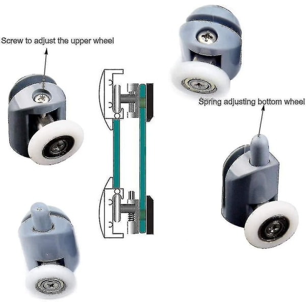 Dusjdørruller 8 stykker Dusjdørruller Skyvedør for dusjdusjruller Dusjkabinettruller til baderomsdusj