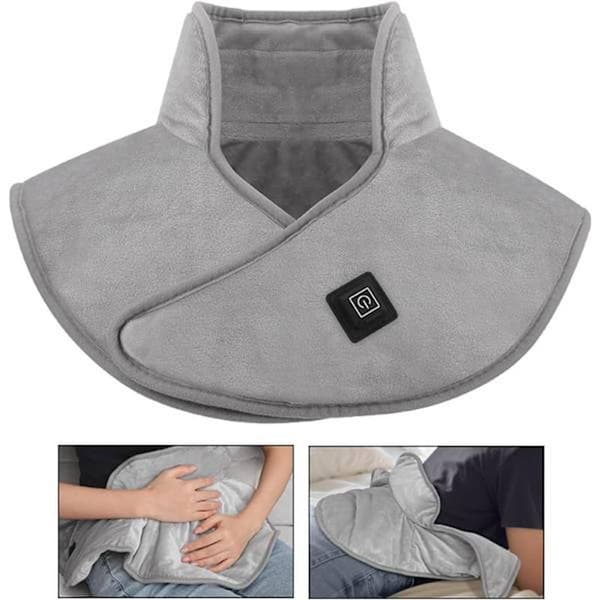 USB Rechargeable Heating Pad for Neck and Shoulders, Portable Heating Pad with 3 Temperature Settings Gray