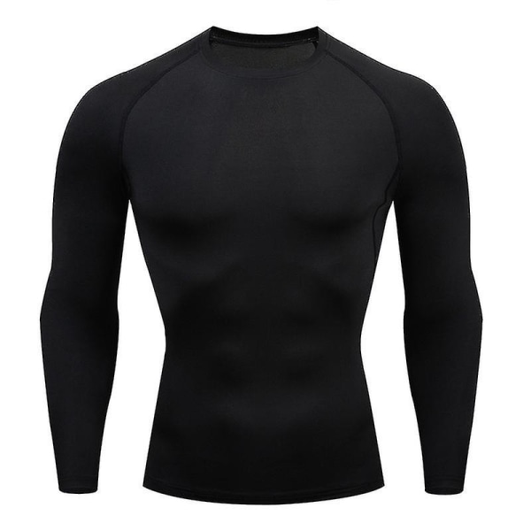 Kompressionslöpartröjor Herr Dry Fit Fitness Gym Herr Rashguard T-shirts Fotbollsträning Bodybuilding Stretchiga kläder 2022 Black L