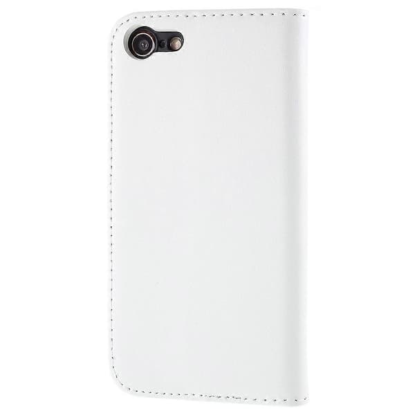Stativfunktion Äkta Läder Plånboksfodral med Säker Magnetisk Stängning för iPhone 8/7/SE (2020) White White