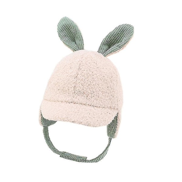 Autumn Winter Children Fleece Rabbit Ear Pattern Cap Baby Adjustable Warm Hat