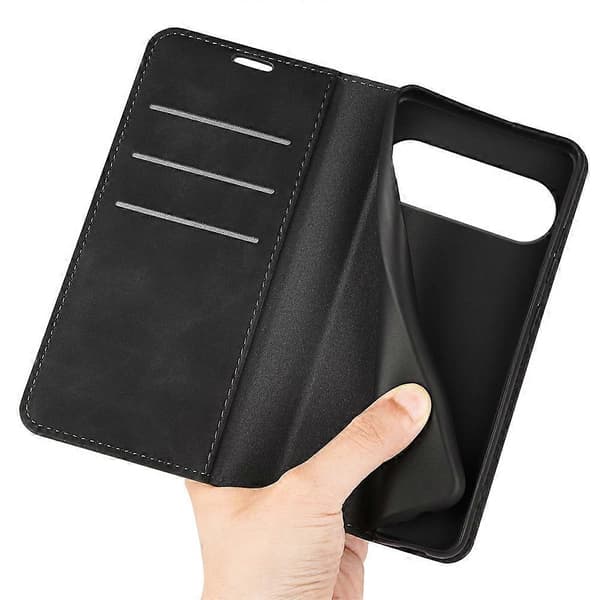 Kompatibel med Google Pixel 10 Fodral Skinnkänsla Läder Plånboksfodral Black