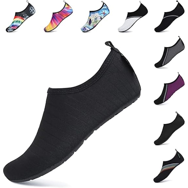 Men's Women's Beach Shoes Unisex Water Shoes Aqua Socks Quick Dry Swim and Water Beach Swimming Shoes,Black,36-37EU