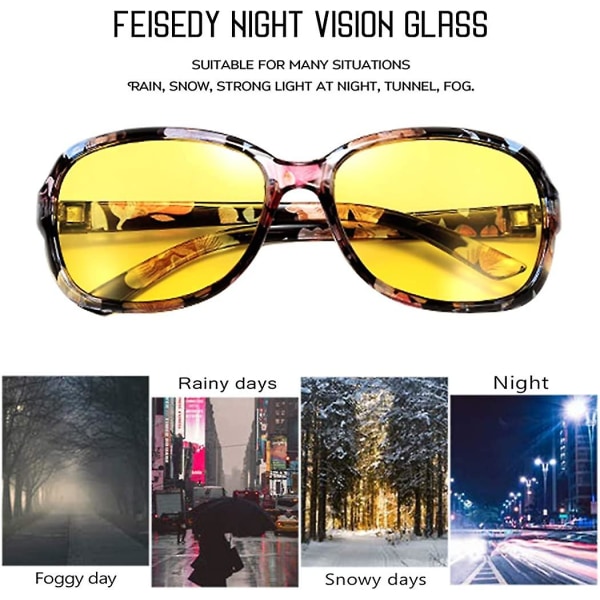 Klassiska nattglasögon för kvinnor kör Anti-bländning Wrap Around Gula solglasögon B2548