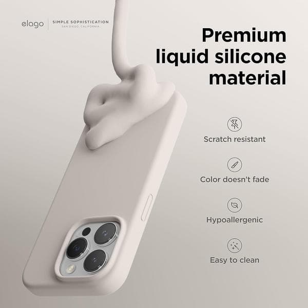 Flytende Silikon Deksel Kompatibelt med iPhone 15 Pro Deksel, Stein