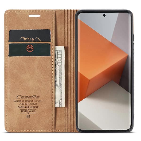 Plånboksfodral i Läder med Ställ för Xiaomi Redmi Note 13 Pro+ 5G Brown