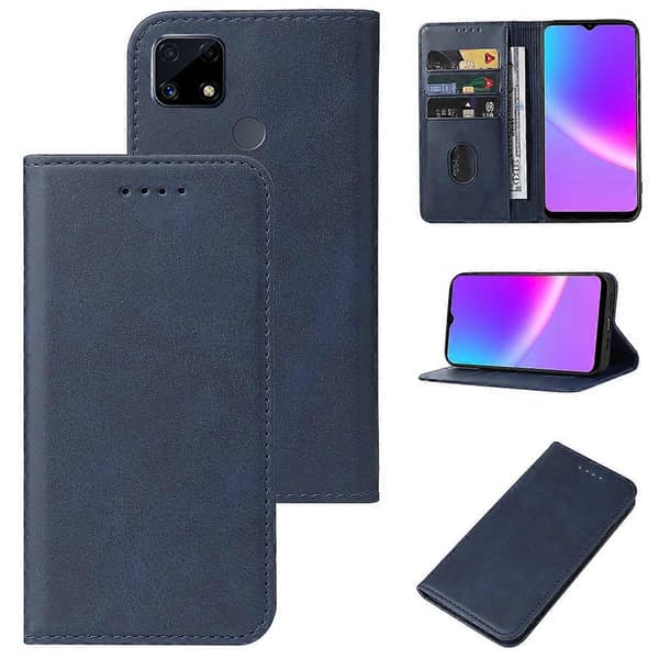 Magnetiskt Läderfodral för Realme C25s Blue