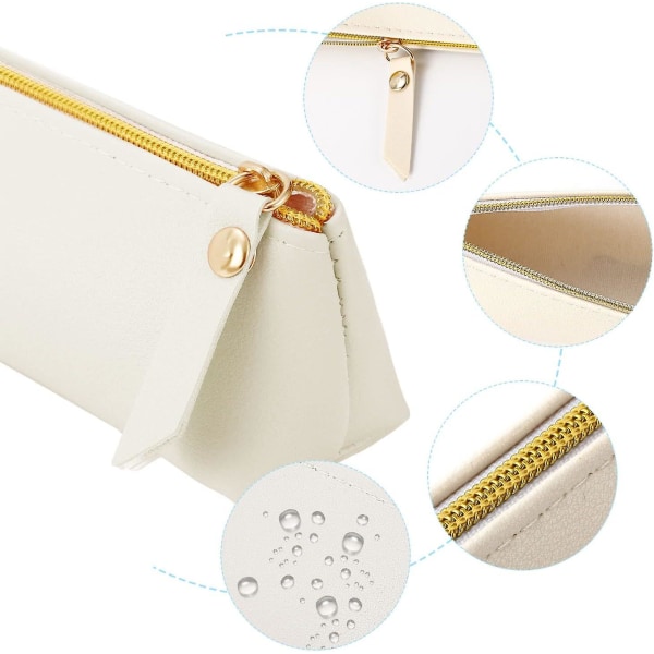 2 st Läder Case Påse, Slim Design Pennväska Läder Extra Litet Case För Studentkontor College Pennalåda Present (svart, vit)