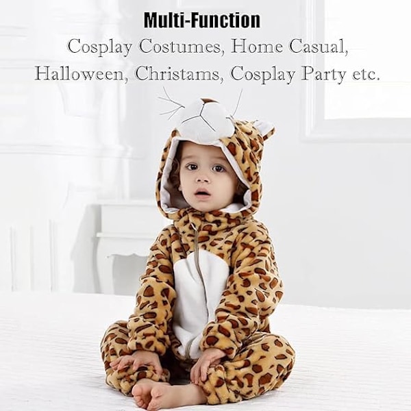 Halloween-vauvan asut, taaperoiden vaatteet, vauvan haalarit, poikien ja tyttöjen eläinasut, 2-36 kuukautta New leopard 70-80cm