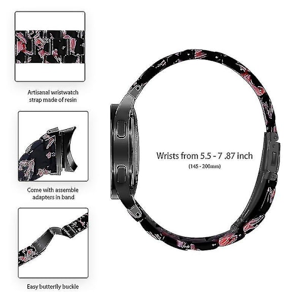 Til Samsung Galaxy Watch 5 40 mm / 44 mm / Watch 5 Pro 45 mm Resin urbånd i rustfrit stål med spændearmbånd Black   Pink