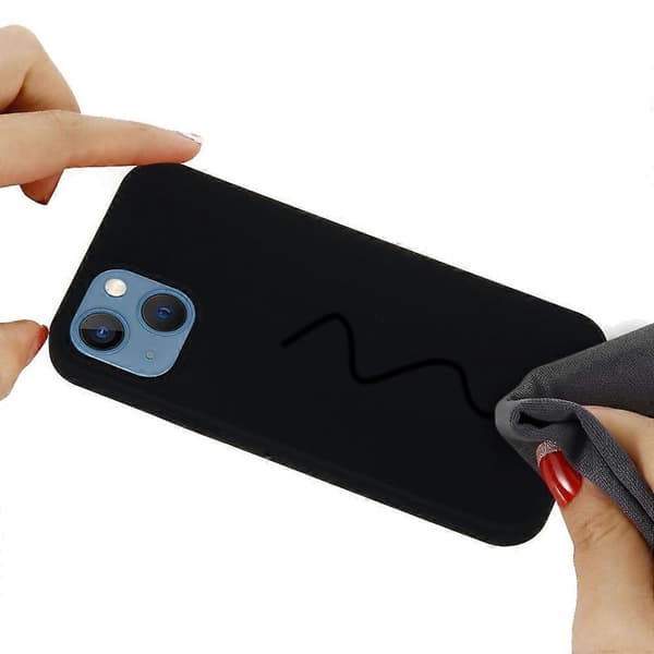 Ensfarvet silikone telefoncover til iPhone 15 Black For iPhone 15 Plus