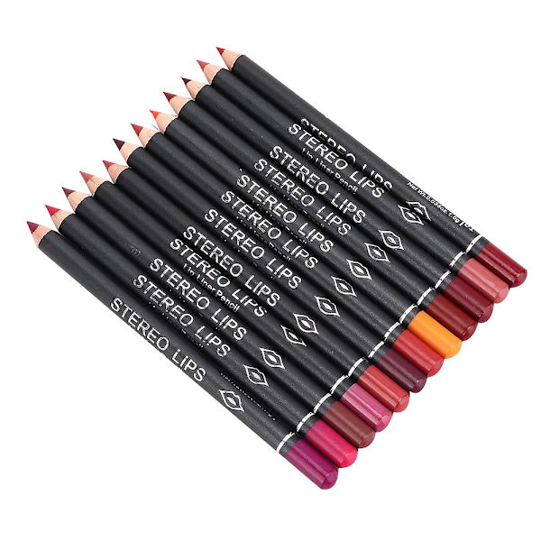 Vibely 12 stk Lipliner Vanntett Matt Lip Liner Pencil Lip Makeup Kosmetisk Pennesett