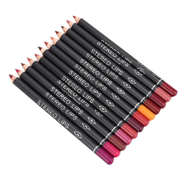 Vibely 12st Lipliner Vattentät Matt Lip Liner Pencil Lip Makeup Cosmetic Pen Set