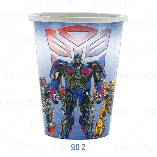 Transformers Barn Festutstyr Optimus Prime Bumblebee Robot Bursdagsdekorasjon Nummer Ballong Banner Engangstallerkener Kopper 10pcs cups