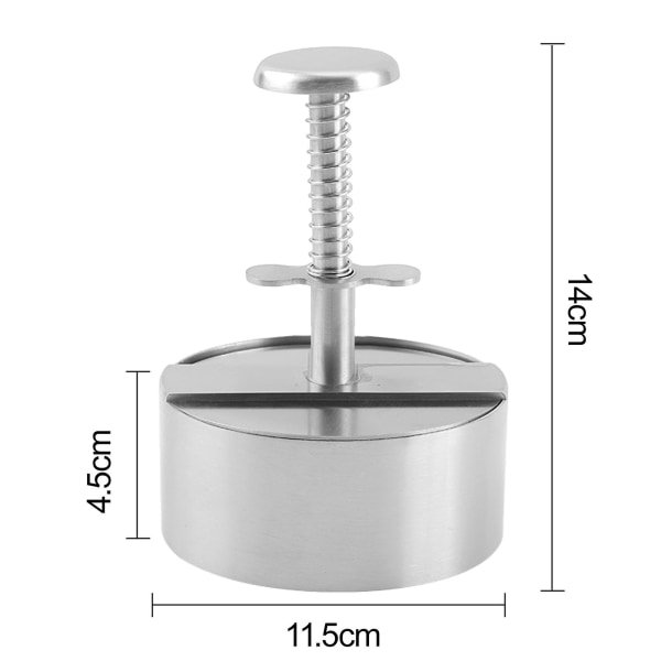 Tyuhe rustfritt stål burgerpresse matvarekvalitet Enkel betjening Pattytykkelse Justerbar flerbruks rund burgerform 11cm