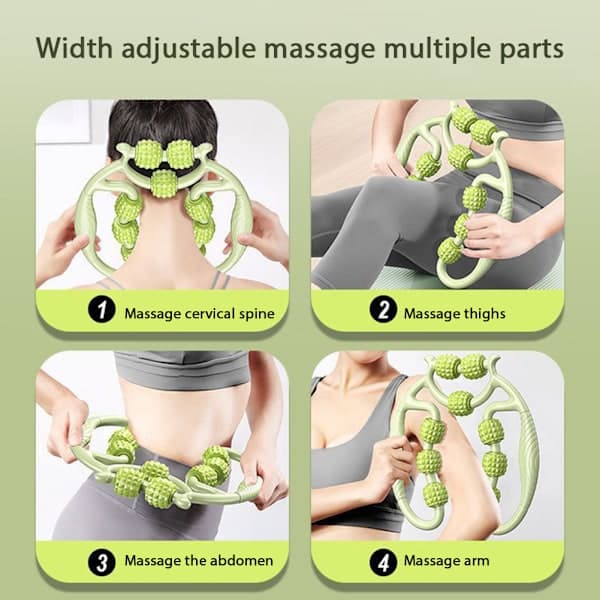 Massage Relax Cirkulær Benklemme 9-Hjuls Muskelrulle Dybdevævsmassage Til Ben Armmassager Grøn
