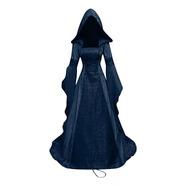 Gotisk Huvad Kläning Brudklänning Cosplay Halloween Azul marino 5XL