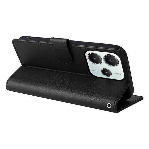 Til Xiaomi Redmi Note 14 5G/ Poco M7 Pro 5G Etui Wallet Stand View PU Læder Telefon Cover Black