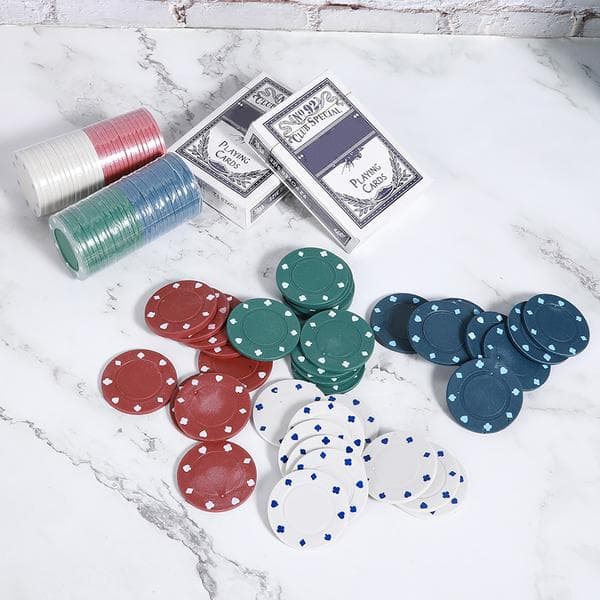100 Pcs Poker Chips and Card Set with Portable Case for Texas Holdem Blackjack