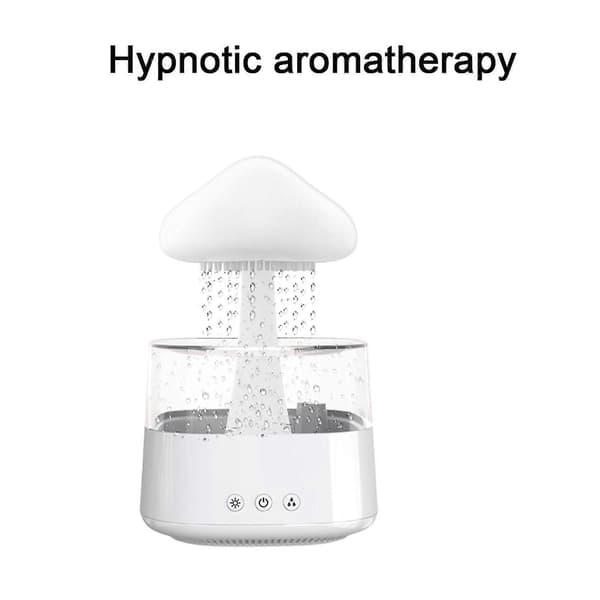 Farverigt og regnluftfugterlys, aroma diffuser atmosfærelys, regnregndråbe luftfugter, diffuser til at hjælpe med søvn, regnlyd ledsaget af søvn