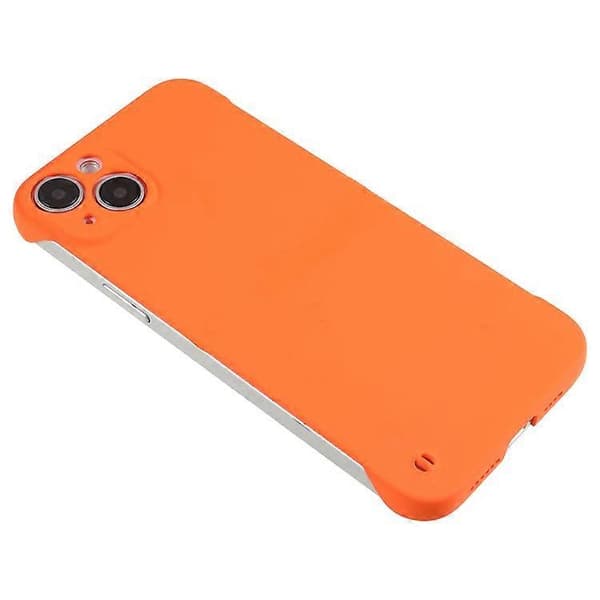 Kompatibel med iPhone 15 Plus etui rammeløst hud-touch hårdt PC telefoncover Orange