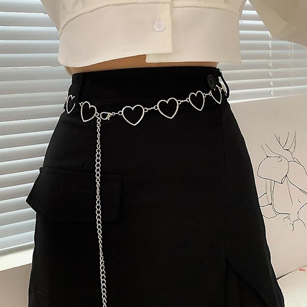 Fashion Bæltekæde Hjerte Udskæring Taljekæder Cool Ladies Hip Hop Stil