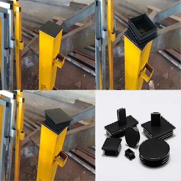6 stk Lamellplugger for firkantede rør 80 x 80 mm Plast Endekapsler Blanking Plugger for Trampoline Møbelben (svart)