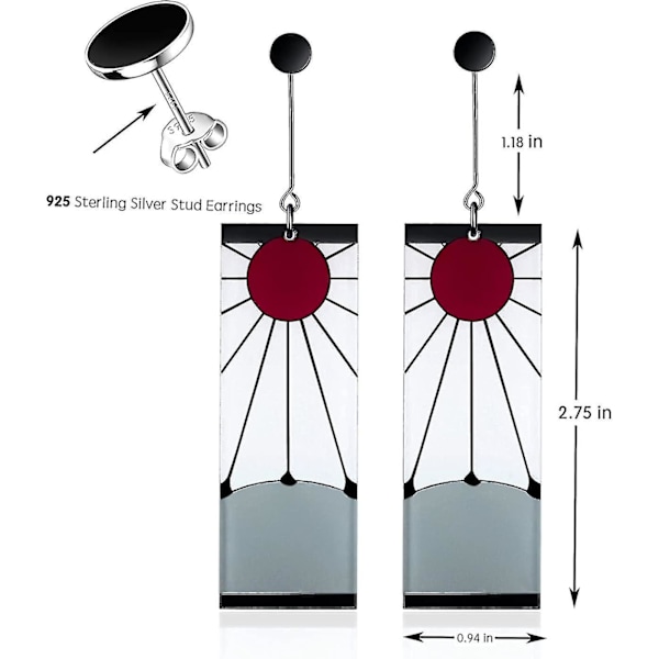 925 Sterling Sølv Tanjiro øredobber,anime Demon Slayer Cosplay Tanjiro Black Earrings Øreklips Kimetsu No Yaiba Hanafuda Halloween For Menn Kvinner Øredobber