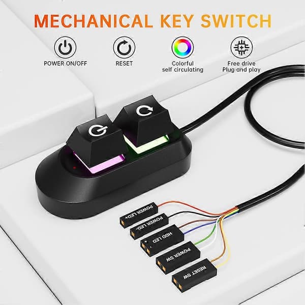 Desktop Computer Switch Button Extension Cable PC Power Button Mekanisk Switch Stil B Svart