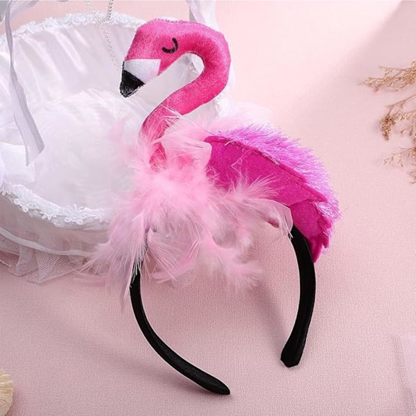 Rosa Flamingo-Hårband Söt Flamingohatt Kreativ Flamingo-Huvudbonad för Halloween Flamingo-Hårband för Kvinnor Karneval Tropisk Fest Hårtillbehör