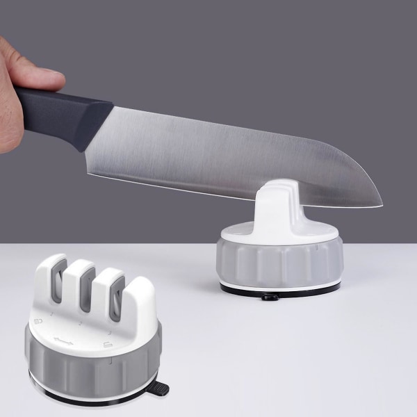Mini Cutter Sharpener Uanstrengt knivslibning med stærk suger 3-buet, brugervenlig knivsliber
