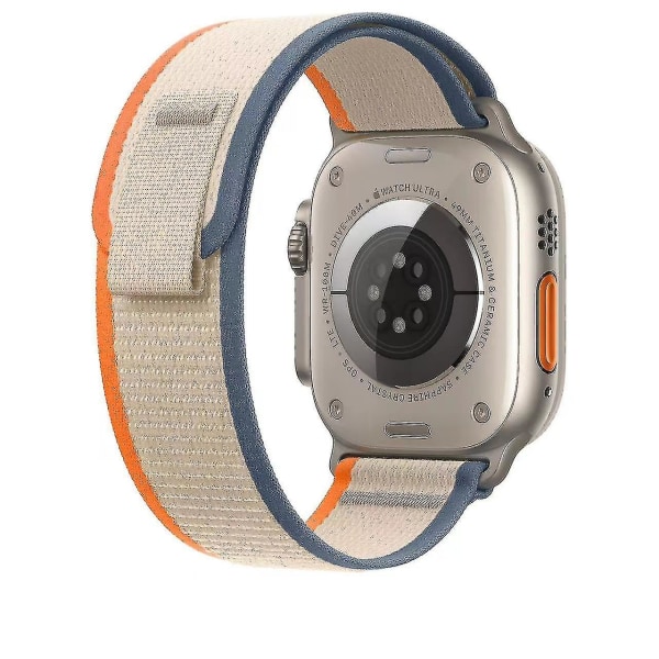 Velegnet til Apple Watch S7applewatchs8 Nylon Ultra Canvas 49mm45mm Wild Diameter Band 41m Orange with Beige 42 44 45 49mm