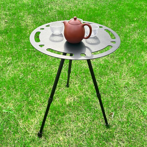 Outdoor Foldable Small Round Table Portable Height Adjustable Aluminum Alloy Lightweight Foldable Round Camping Table