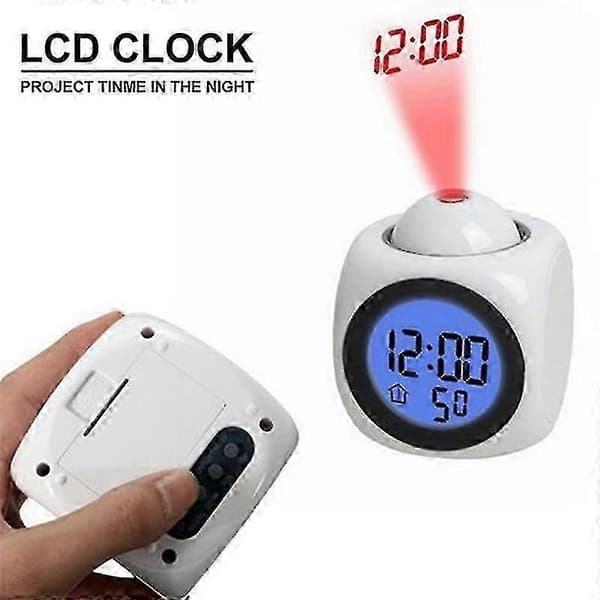 LCD Display Projektion Laser Vækkeur, Digital Stemme Rapport Indretning black